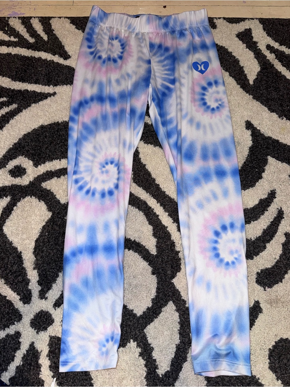 Hurley Girls Blue & Pink Spiral Tie-Dye Leggings